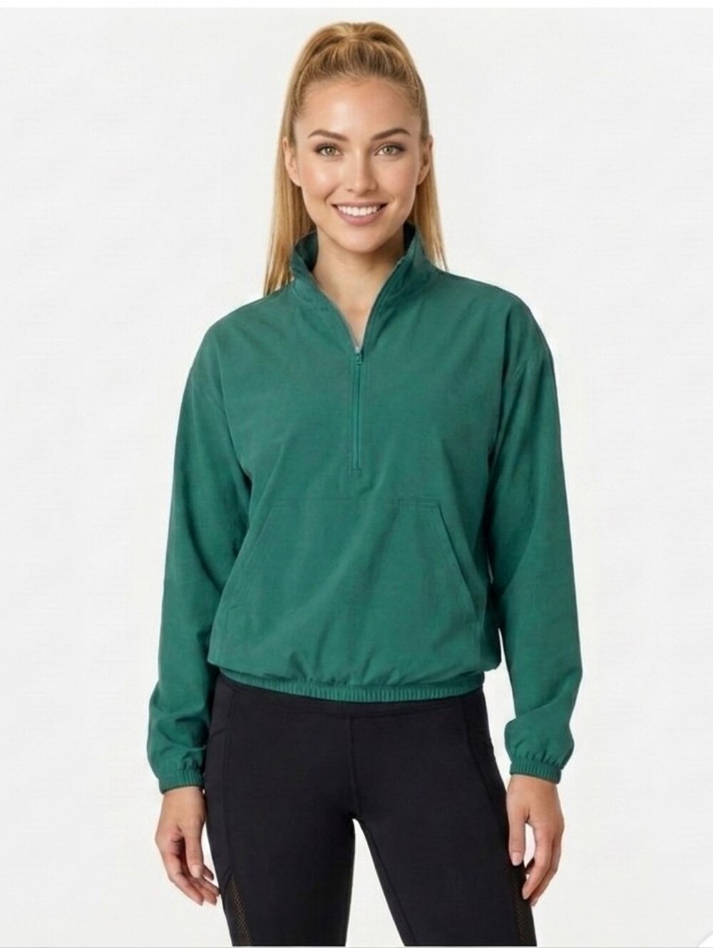 Beyond Yoga In Stride Half Zip Pullover Jacket Teal Size - S/P